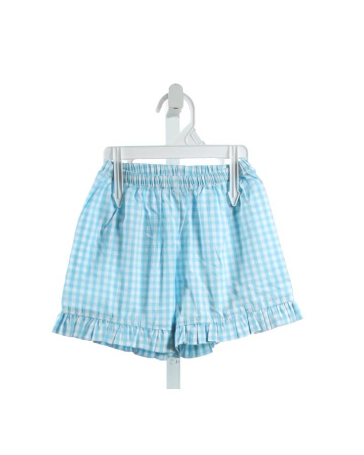 RED BEANS  AQUA  GINGHAM  SHORTS WITH RUFFLE