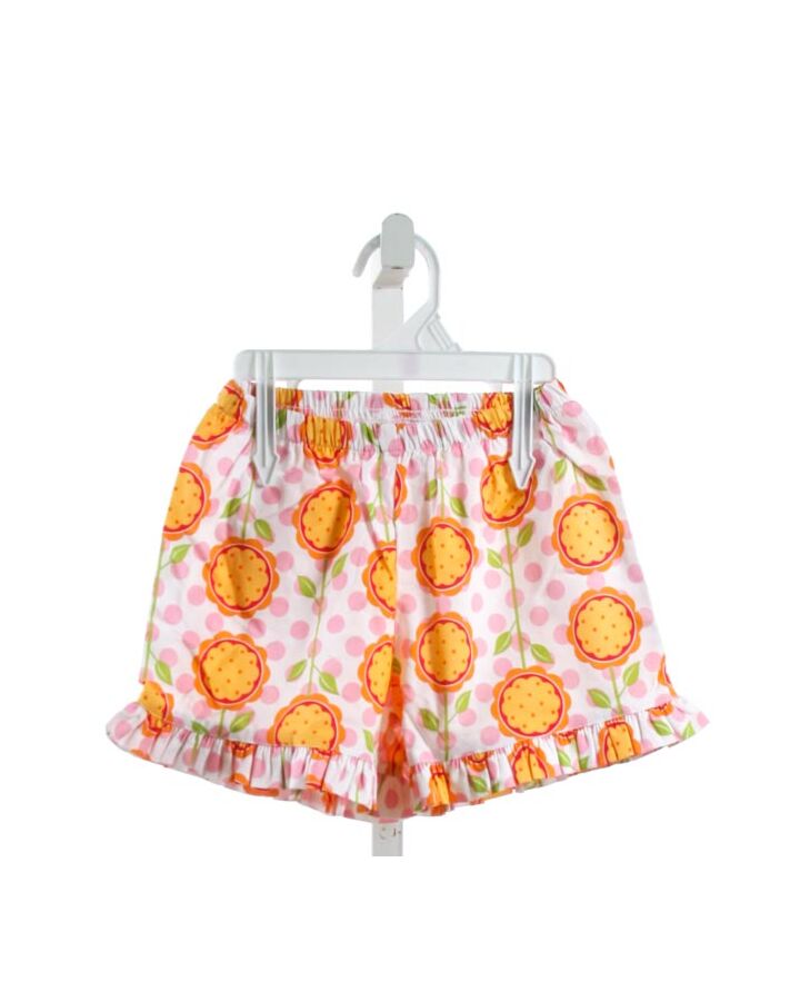 RED BEANS  ORANGE   PRINTED DESIGN SHORTS WITH RUFFLE