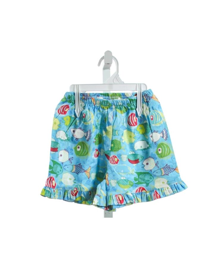RED BEANS  BLUE  PRINTED DESIGN SHORTS WITH RUFFLE