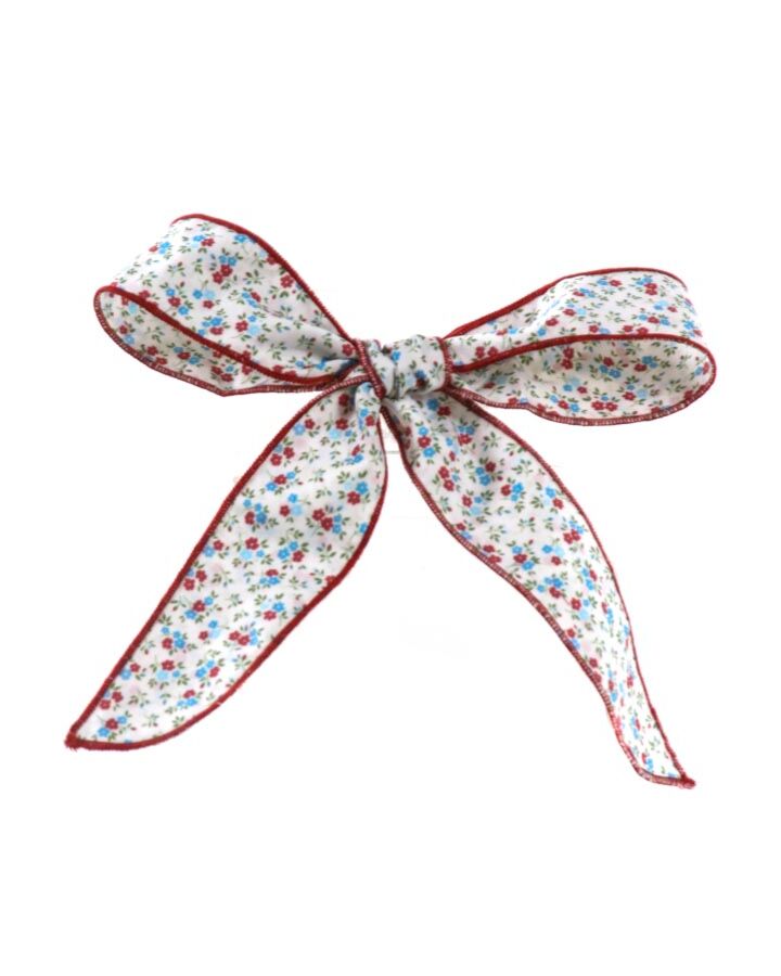 ALICE KATHLEEN  RED  FLORAL  HAIR BOW 