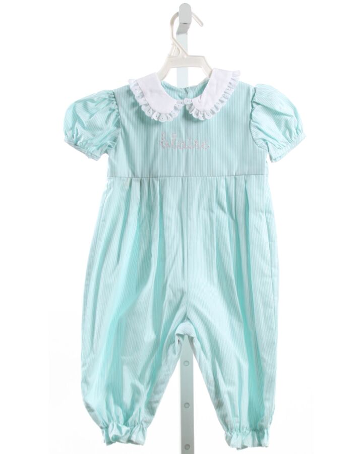 HANNAH KATE  MINT  STRIPED EMBROIDERED ROMPER