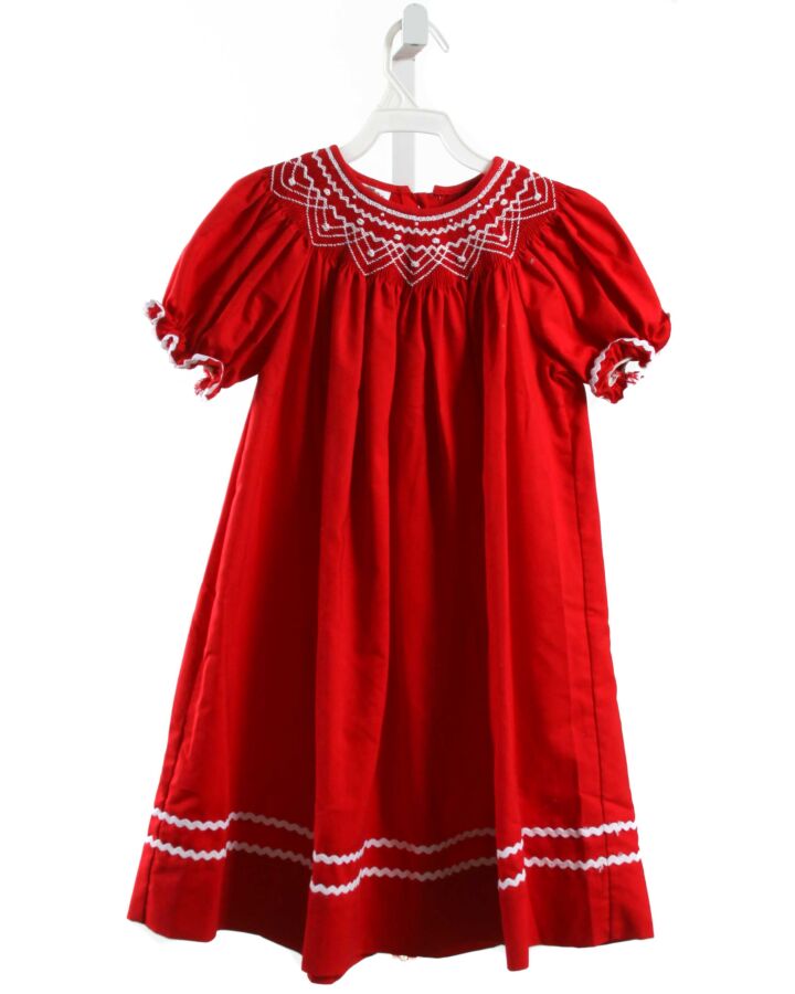 CECIL & LOU  RED   SMOCKED DRESS WITH RIC RAC