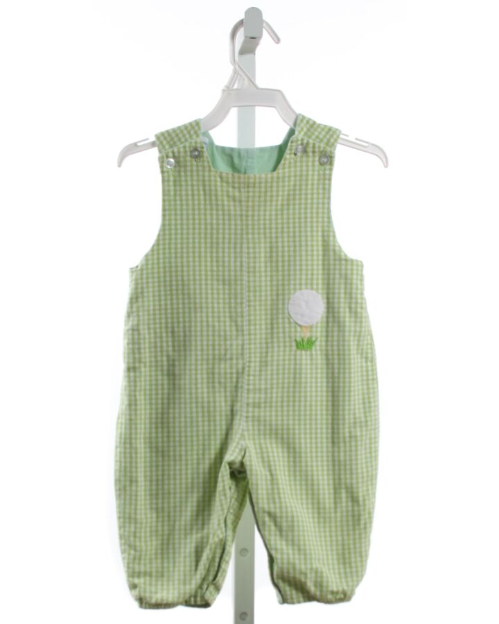 BAILEY BOYS  LIME GREEN  GINGHAM APPLIQUED LONGALL/ROMPER 