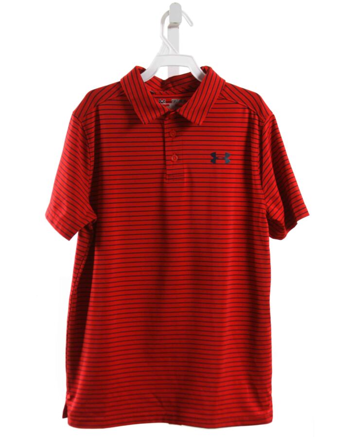 UNDER ARMOUR  RED  STRIPED  KNIT SS SHIRT