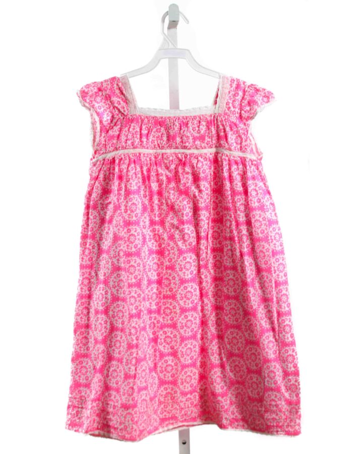 MINI BODEN  HOT PINK  FLORAL  DRESS WITH LACE TRIM