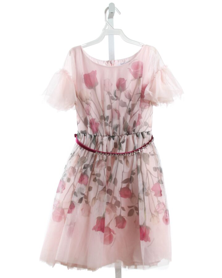MONNALISA  PINK TULLE FLORAL  PARTY DRESS