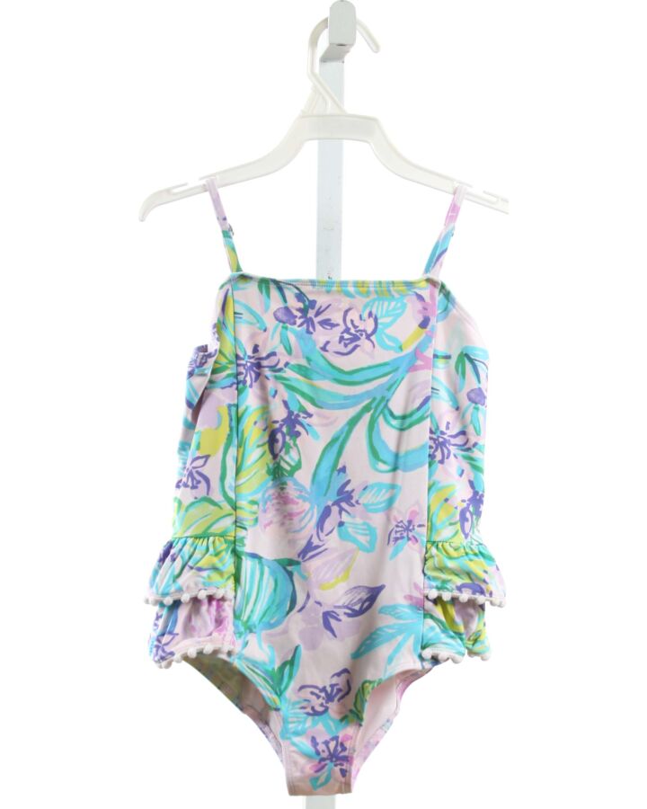LILLY PULITZER  LAVENDER  FLORAL  1-PIECE SWIMSUIT WITH RUFFLE