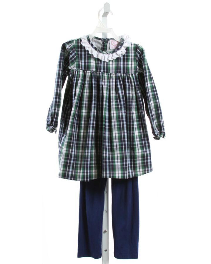 CECIL & LOU  GREEN  PLAID  2-PIECE OUTFIT WITH EYELET TRIM