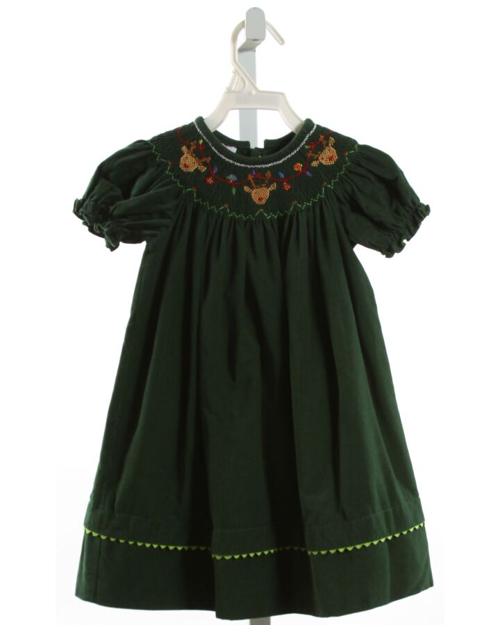 ANAVINI  GREEN CORDUROY  SMOCKED DRESS
