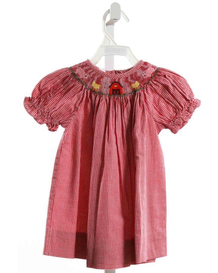 COLLECTION BEBE  RED  GINGHAM SMOCKED DRESS