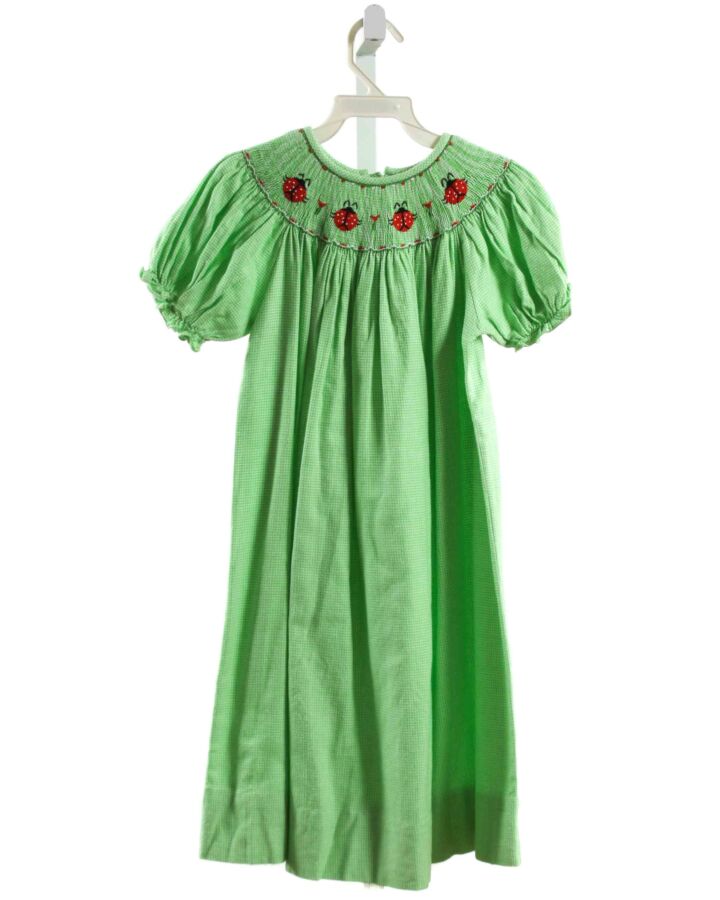 VELANI  GREEN  GINGHAM SMOCKED DRESS