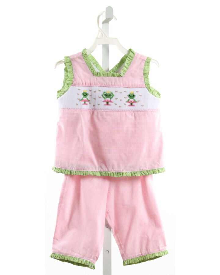 LITTLE THREADS  PINK  GINGHAM SMOCKED 2-PIECE OUTFIT