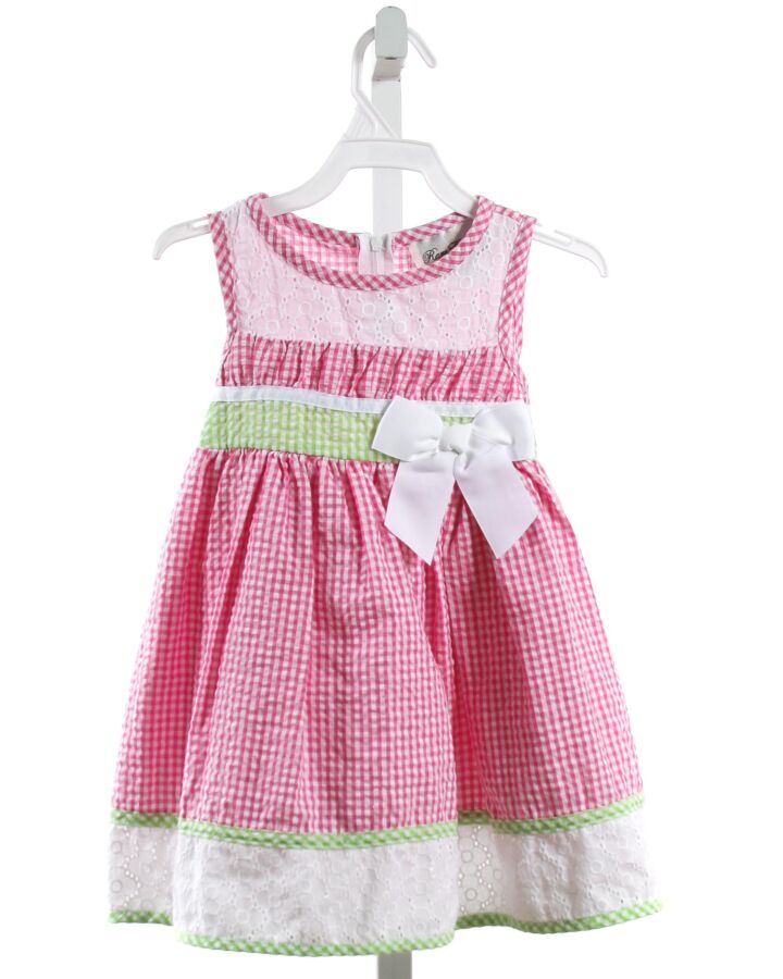 RARE EDITIONS  PINK SEERSUCKER GINGHAM  DRESS WITH BOW