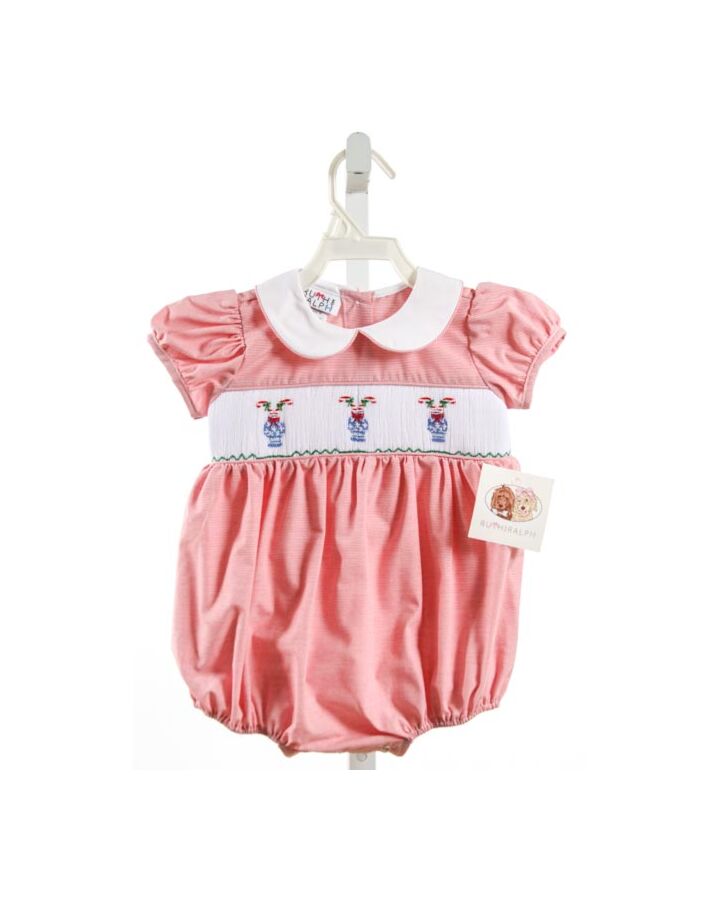 RUTH AND RALPH  RED  STRIPED SMOCKED DRESSY BUBBLE