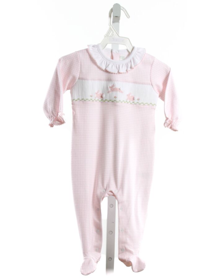 BABY THREADS  LT PINK  GINGHAM SMOCKED LAYETTE WITH RUFFLE