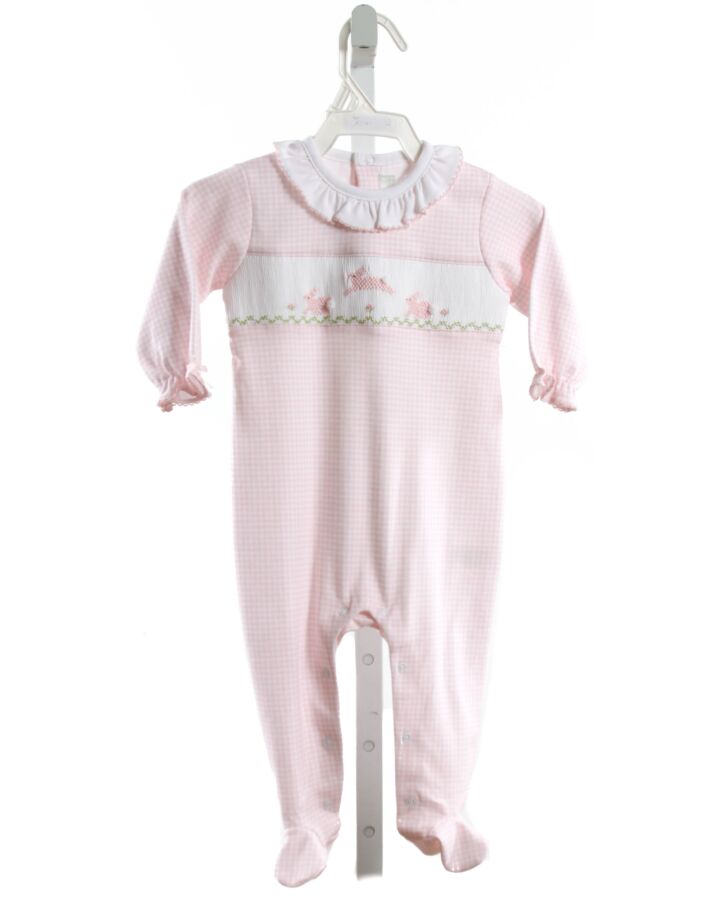 BABY THREADS  LT PINK  GINGHAM SMOCKED LAYETTE WITH RUFFLE