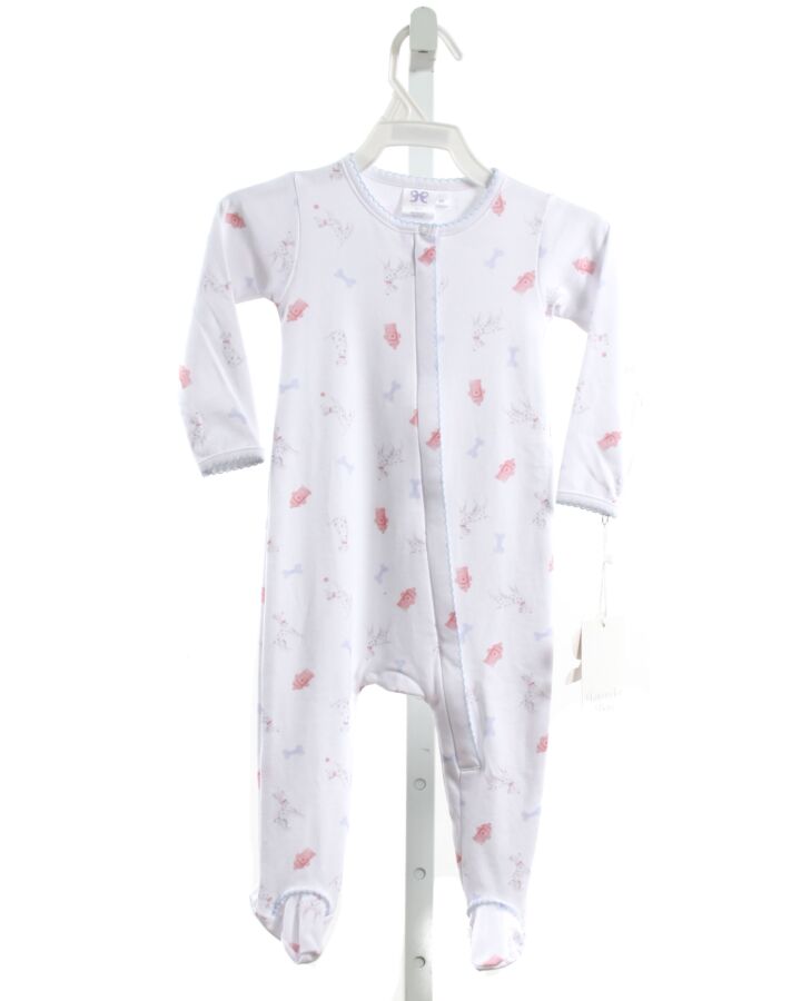 LAVENDER BOW  WHITE  PRINT  LAYETTE WITH PICOT STITCHING