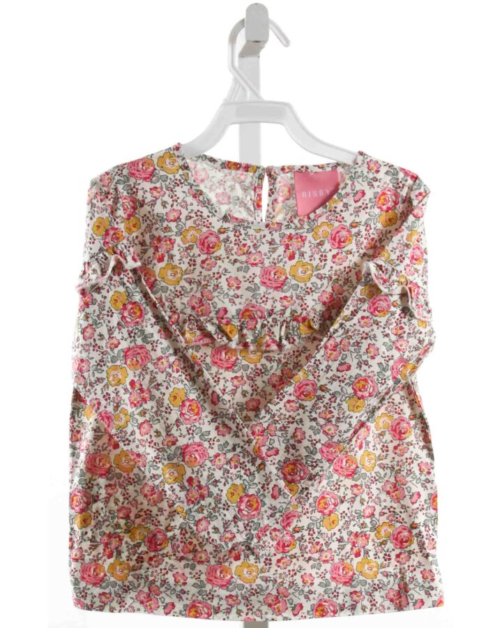 BISBY BY LITTLE ENGLISH  PINK  FLORAL  SHIRT-LS WITH RUFFLE