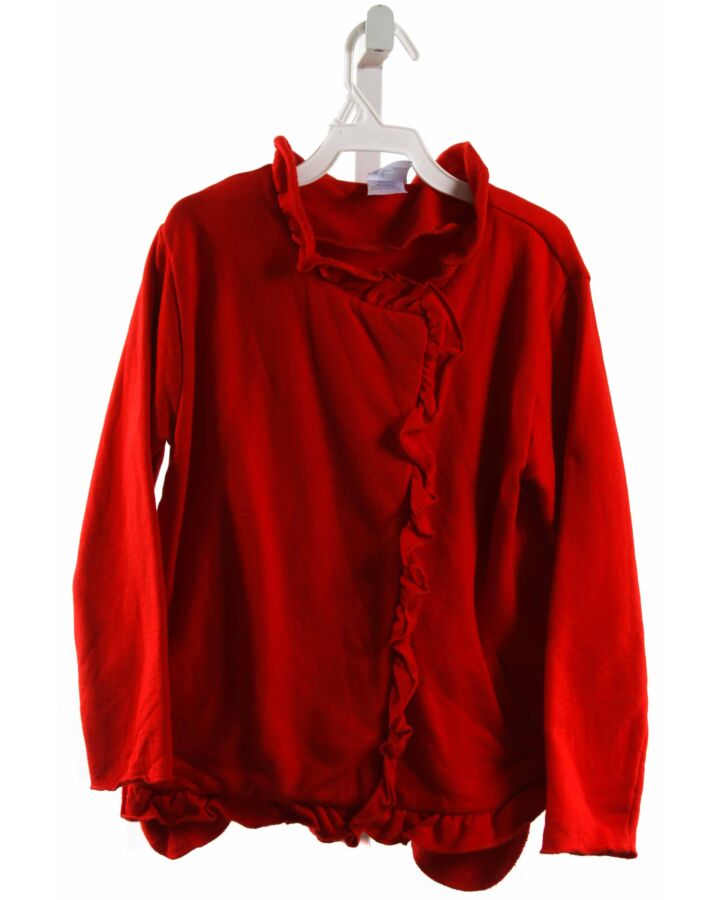 BELLA BLISS  RED    CARDIGAN WITH RUFFLE