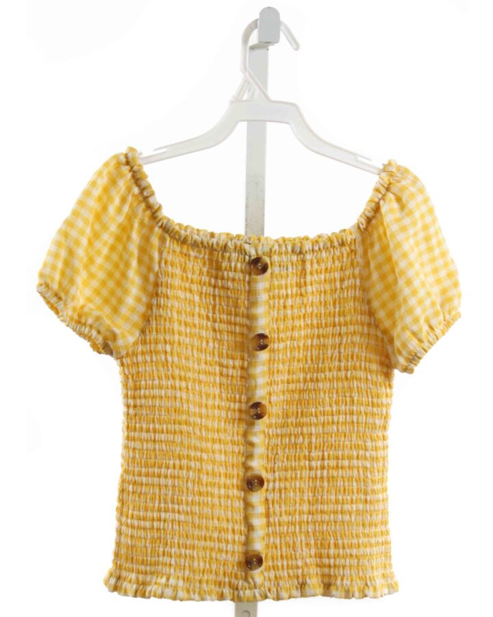 AMY BYER  YELLOW  GINGHAM SMOCKED SHIRT-SS