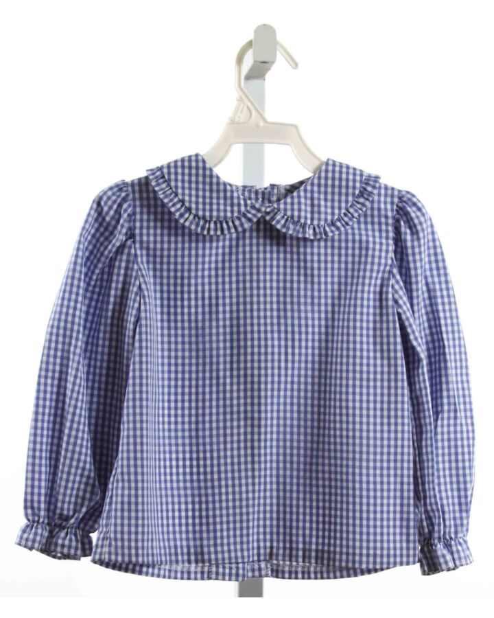 LITTLE ENGLISH  BLUE  GINGHAM  SHIRT-LS WITH RUFFLE