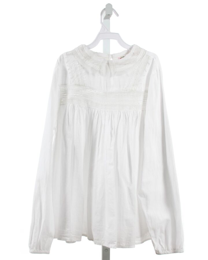 BONPOINT  WHITE    CLOTH LS SHIRT WITH LACE TRIM