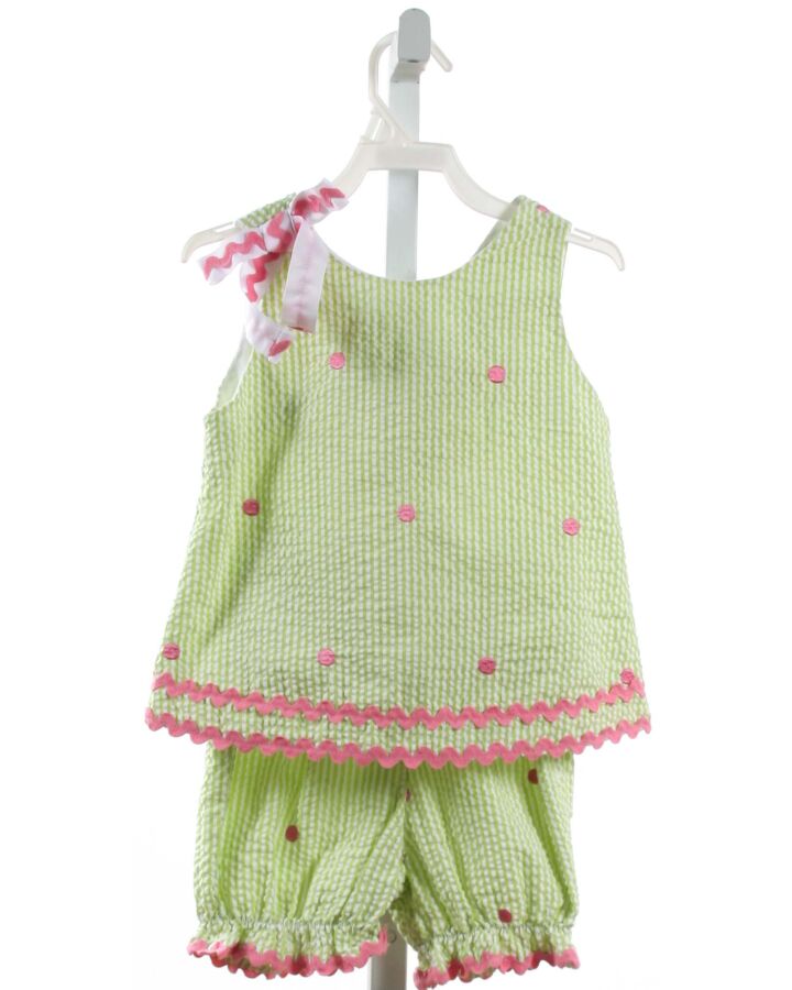 FUNTASIA TOO  LIME GREEN SEERSUCKER STRIPED  2-PIECE OUTFIT