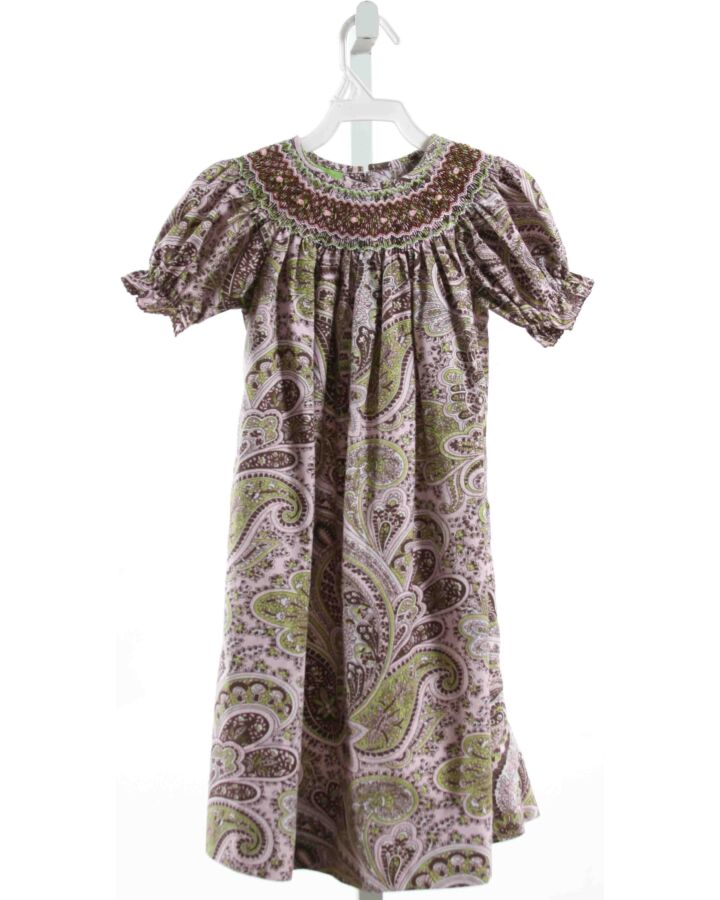 CLASSIC WHIMSY  BROWN  PAISLEY SMOCKED DRESS