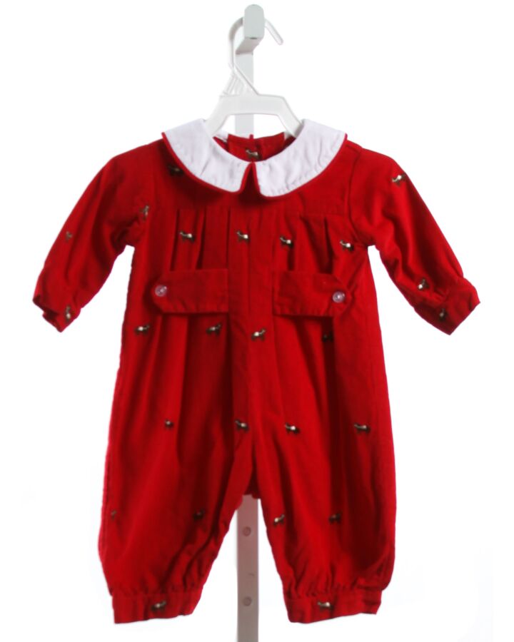 ANVY KIDS  RED CORDUROY  EMBROIDERED ROMPER
