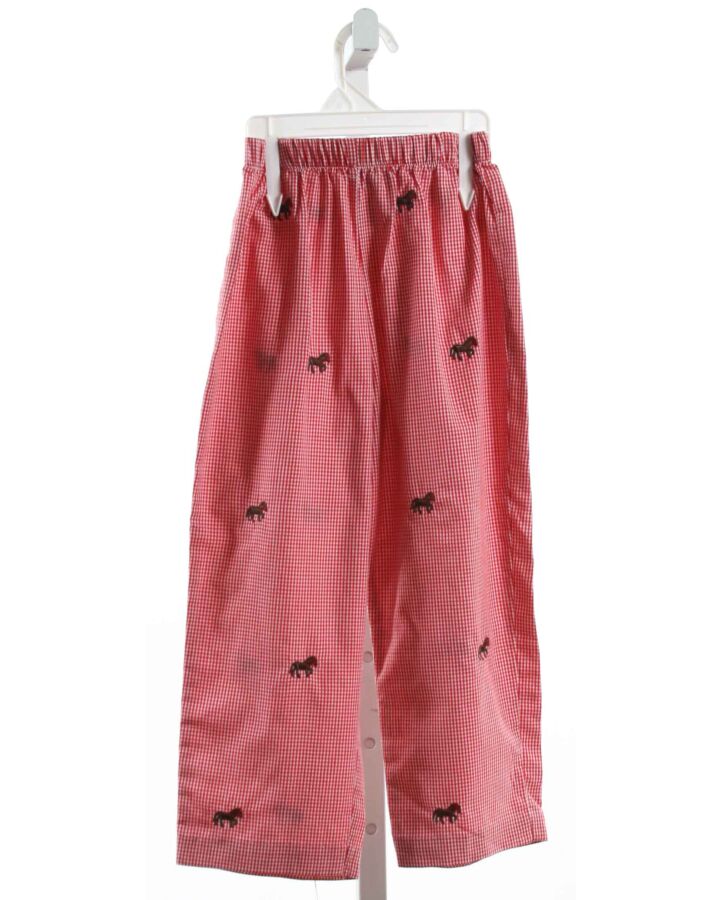 K & L  RED  GINGHAM EMBROIDERED PANTS