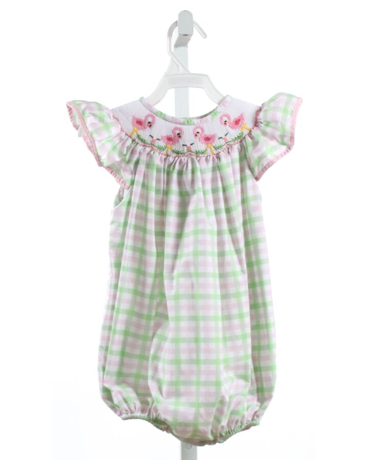 CLASSIC WHIMSY  GREEN  PLAID SMOCKED DRESSY BUBBLE