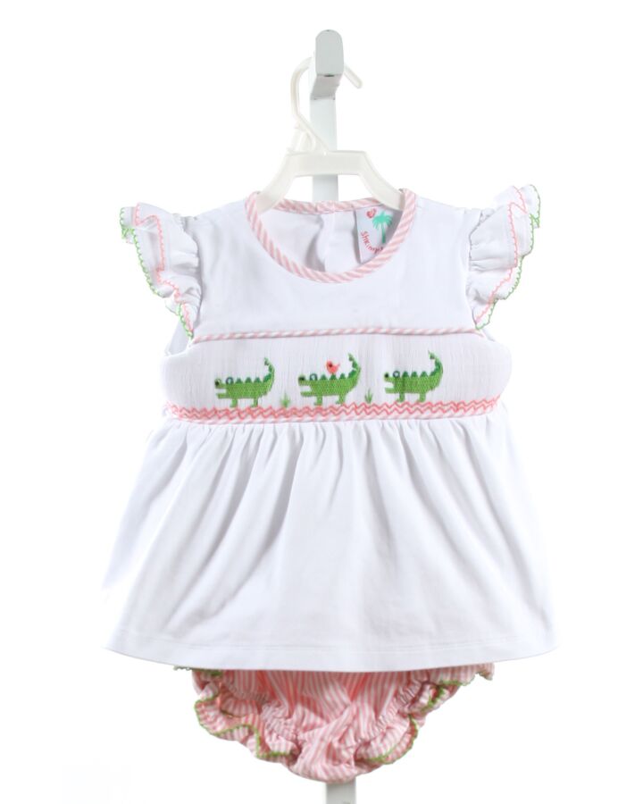 SHRIMP & GRITS  PINK KNIT  SMOCKED 2-PIECE OUTFIT WITH PICOT STITCHING