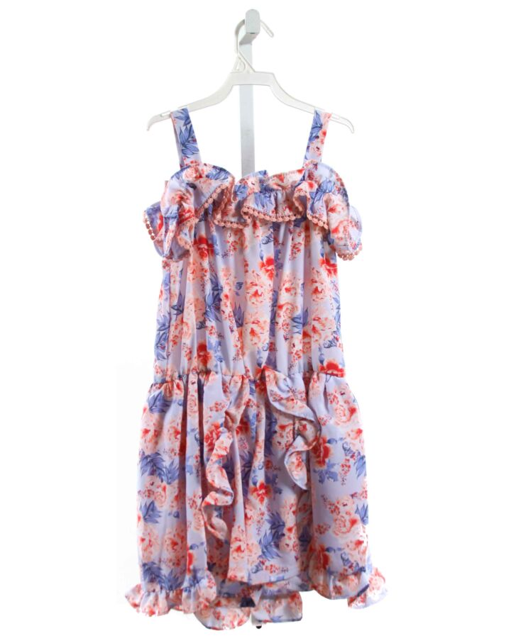 NICOLE MILLER  BLUE  FLORAL  ROMPER WITH RUFFLE