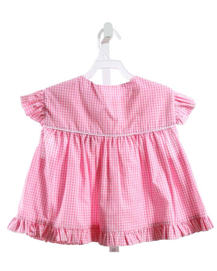RED BEANS  PINK  GINGHAM  SHIRT-SS WITH RUFFLE