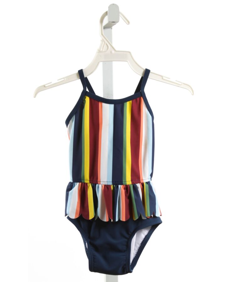 RUFFLE BUTTS  MULTI-COLOR  STRIPED  1-PIECE SWIMSUIT