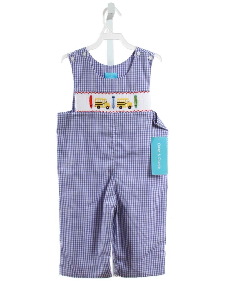 CLAIRE AND CHARLIE  BLUE  GINGHAM SMOCKED LONGALL