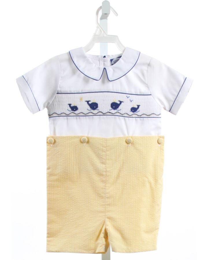 CARRIAGE BOUTIQUE  YELLOW SEERSUCKER MICROCHECK SMOCKED 2-PIECE OUTFIT