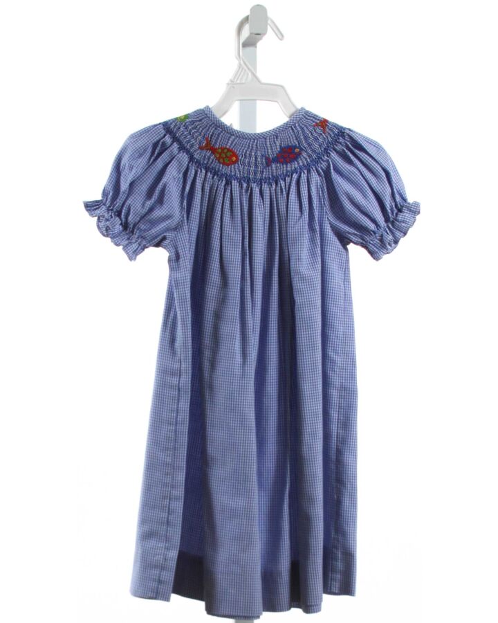 COLLECTION BEBE  NAVY  GINGHAM SMOCKED DRESS