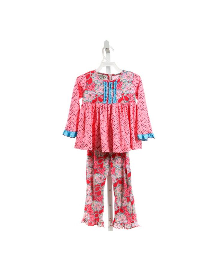 FLIT & FLITTER  PINK  FLORAL  2-PIECE OUTFIT WITH RUFFLE