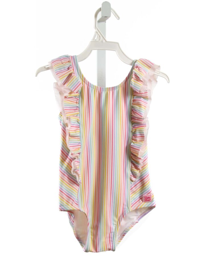 RUFFLE BUTTS  MULTI-COLOR  STRIPED  1-PIECE SWIMSUIT