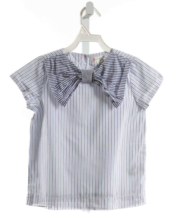 CREWCUTS  BLUE  STRIPED  SHIRT-SS WITH BOW