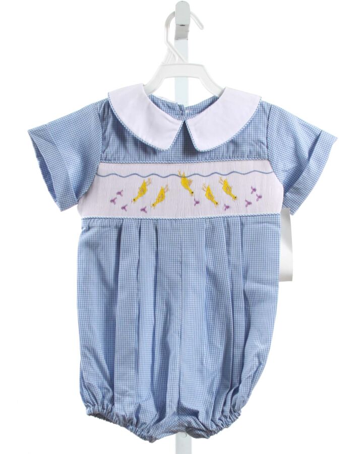 WISH UPON A STAR  BLUE  GINGHAM SMOCKED BUBBLE