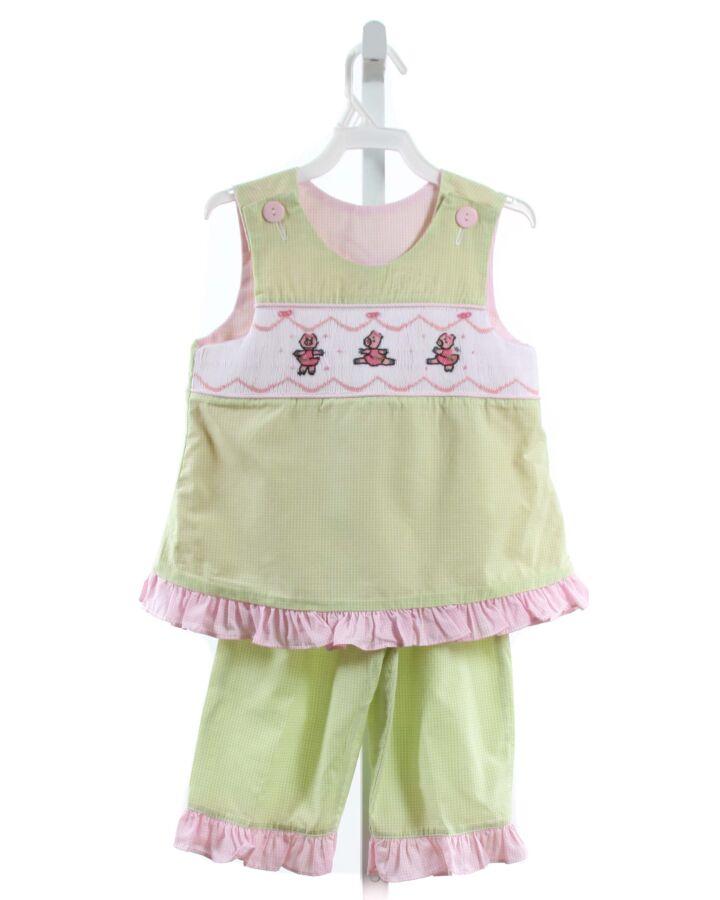 WISH UPON A STAR  GREEN  GINGHAM SMOCKED 2-PIECE OUTFIT WITH RUFFLE