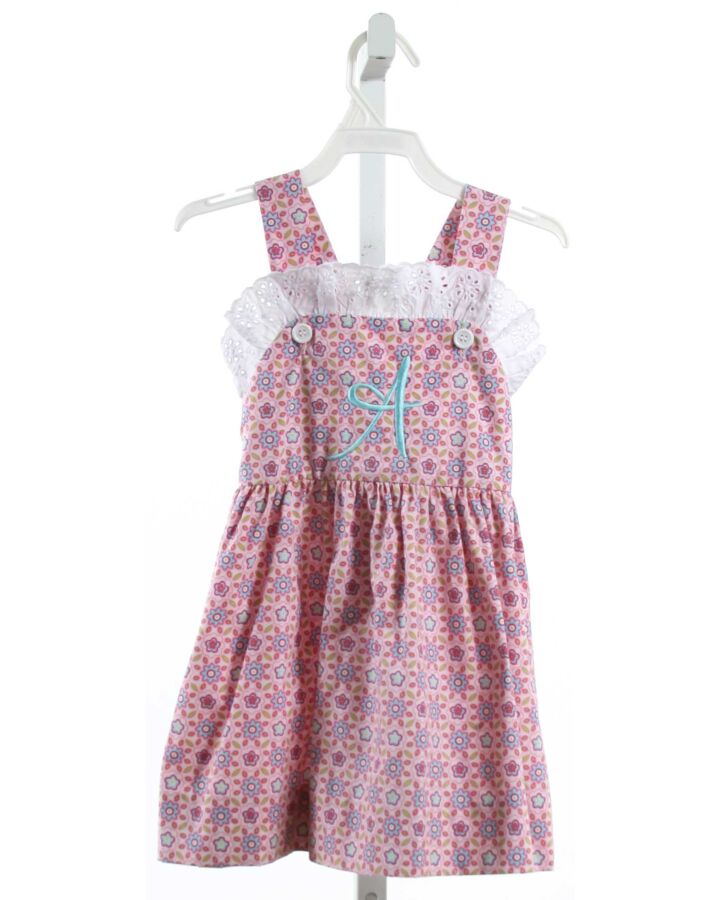 STELLYBELLY  PINK  FLORAL EMBROIDERED DRESS WITH EYELET TRIM