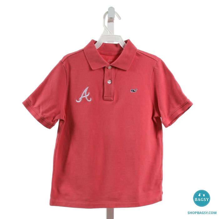 VINEYARD VINES RED EMBROIDERED KNIT SS SHIRT