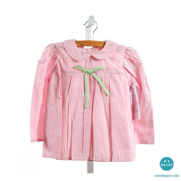 RED BEANS PINK GINGHAM CLOTH LS SHIRT