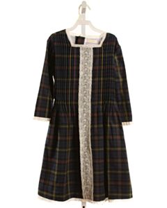 LA OCA LOCA  NAVY  PLAID  DRESS WITH LACE TRIM