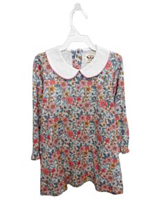 THE OAKS APPAREL   PINK  FLORAL  KNIT DRESS WITH PICOT STITCHING