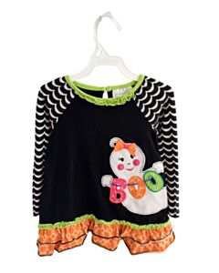 EMILY ROSE  BLACK  STRIPED  KNIT LS SHIRT WITH RUFFLE