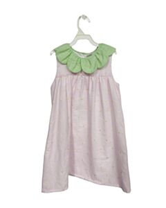 STITCHY FISH  PINK SEERSUCKER STRIPED EMBROIDERED DRESS
